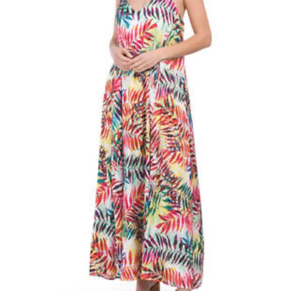 NICOLE MILLER NEW YORK Fern Print Matte Charmuse Maxi Dress Sz S - Picture 5 of 7
